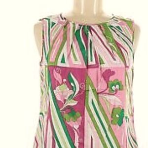 Talbots sleeveless green with flowers blouse.
